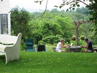 Caroline and George have a nice view for when they have coffee