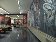 The murals cover the walls of the Dartmouth library's reading room